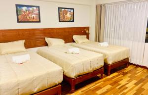Ένα ή περισσότερα κρεβάτια σε δωμάτιο στο Hotel Daylu