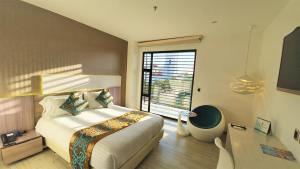 Cama ou camas em um quarto em Hotel Catedral Plaza