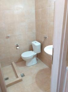 a bathroom with a toilet and a sink at Villa Elpiniki in Troulos
