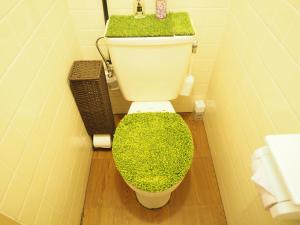 um WC com assento coberto de musgo numa casa de banho em Holiday Homes TSUBOYA 301 em Naha
