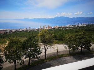 een uitzicht op de stad vanuit een gebouw met bomen bij Marica in Rijeka
