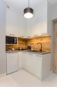 Dapur atau dapur kecil di CR Uroczy Apartament w Centrum Nowy Świat 18