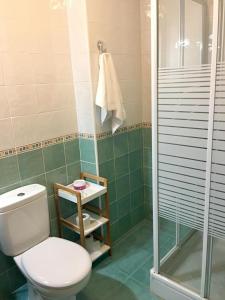 y baño con aseo y ducha. en VUT sencilla y cómoda en Ávila capital., en Ávila