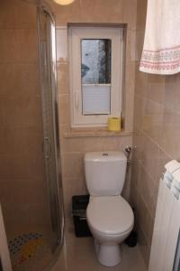 mała łazienka z toaletą i prysznicem w obiekcie Pod Jabłonią w mieście Szczawnica