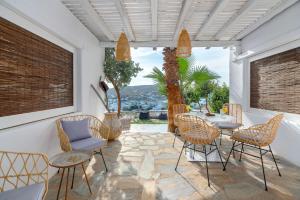 A seating area at Ornos Blue