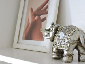 a statue of an elephant looking at a person in a picture at A & E Buenos Aires in Buenos Aires +97 photos