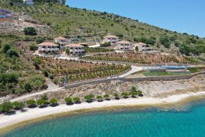 an aerial view of a resort on a hill at Blue Bay Apartments in Syvota