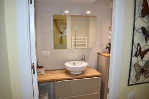 a bathroom with a sink and a mirror at VILLA GARDEN in Tarragona