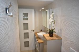 a bathroom with a white sink and a mirror at VILLA GARDEN in Tarragona