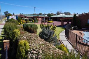 a view of a garden with bushes and flowers at Stannum Lodge Motor Inn in Stanthorpe