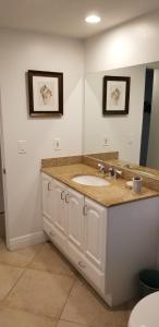 a bathroom with a sink and a mirror at Pool Home on Gulf Gate 5min away from Siesta Key in Sarasota