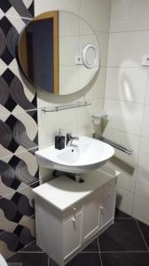 a bathroom with a sink and a mirror at VILLA ČEH in Gabrovica pri Črnem Kalu