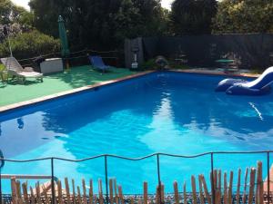 una grande piscina con acqua blu in un cortile di Le terre cotte a Decimomannu