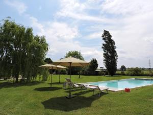 The swimming pool at or close to the green home