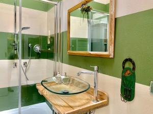 A bathroom at the green home