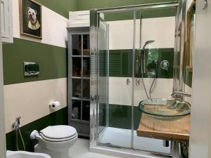 A bathroom at the green home