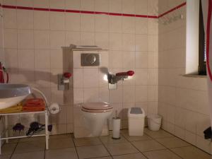 Un baño pequeño con inodoro y lavabo. en Apartments Schramm, en Eisenach 20 fotos más