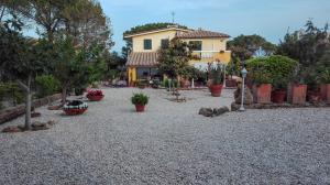 een huis met veel potplanten en bomen bij B&b Giglio di Mare in Cala Liberotto
