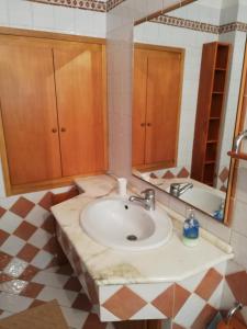 ein Bad mit einem Waschbecken und einem Spiegel in der Unterkunft vacanza nel verde in Prato