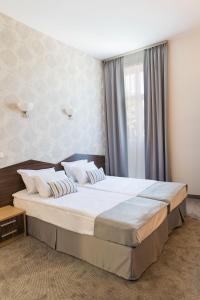 1 cama grande en un dormitorio con ventana en Hotel Central en Ruse