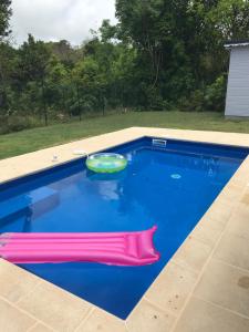 a pool with a frisbee in the middle at BUNGALOW LOLOTTE ET DOM in Sainte-Anne