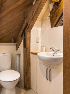 a bathroom with a toilet and a sink at Cottage 1 New Yatt Farm in Wilcote