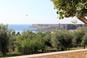 a view of the ocean from a hill with trees at Appartamenti da Clarissa in Macari