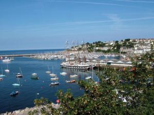 a harbor filled with lots of boats in the water at Grockle Nook Holiday Apartment in Brixham