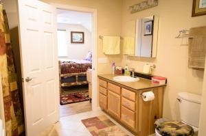 a bathroom with a sink and a toilet at Eagle's Eye Vacation Rentals in Sterling +58 photos
