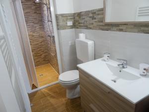 a bathroom with a toilet and a sink and a shower at La piccionaia in Aosta