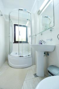 a bathroom with a tub and a sink and a shower at Vila Sabarel in Eforie Sud +109 photos