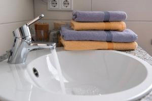Koupelna v ubytování Hotel garni Hopfengold