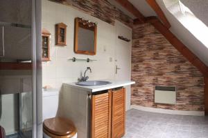 a bathroom with a sink and a toilet at Villa Finistère proche plage in PloÃ©ven +42 photos