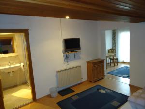 salon z telewizorem na ścianie w obiekcie Gästehaus Birkenheim w mieście Zell am Ziller
