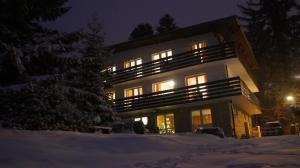 uma casa grande na neve à noite em Willa MARANT em Szklarska Poręba