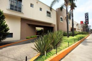 a building on a street with plants in front of it at Motel Mirage in Guadalajara