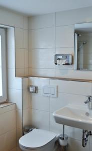 a bathroom with a toilet and a sink at Hotel Restaurant Große Teichsmühle in Dülmen