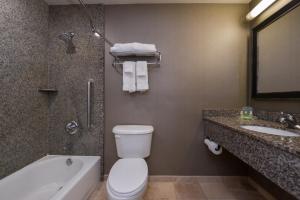 a bathroom with a toilet and a sink and a tub at Holiday Inn Ontario Airport - California, an IHG Hotel in Ontario