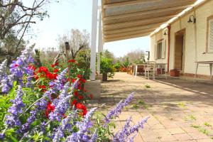 a garden of flowers in front of a house at Bio Casale Marchesi in Casarano