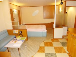 a small room with a bed and a couch and a table at Annex Tamayu 大人専用 in Matsue