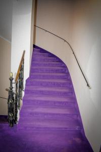 un escalier violet avec moquette violette et rampe dans l'établissement Aurellia Apartments, à Vienne