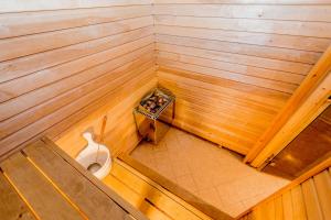 an overhead view of a toilet in a room at Cozy beach apartment in Pärnu +11 photos