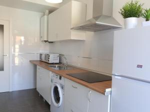 a kitchen with a sink and a washer and dryer at Apartamento turisticos Puente Romano P3 1-B in Salamanca