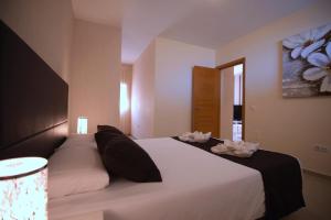Łóżko lub łóżka w pokoju w obiekcie Apartamentos Fuerteventura Sol