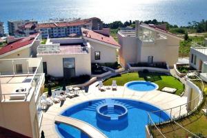 an aerial view of a house with a swimming pool at Sun Village Villa 6 in Byala