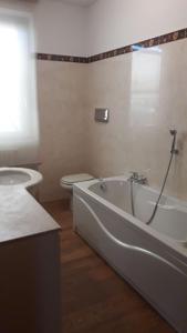a bathroom with a tub and a toilet and a sink at Franciacorta Suite in Corte Franca +9 photos