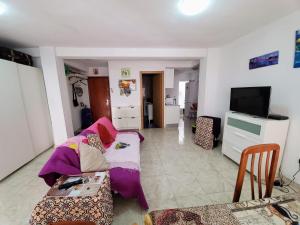 ein Wohnzimmer mit einem Sofa und einem TV in der Unterkunft Gutierrez Apartment in Alicante