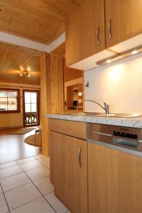 cocina con fregadero y encimera en Ferienwohnungen Panoramablick, en Bernau im Schwarzwald