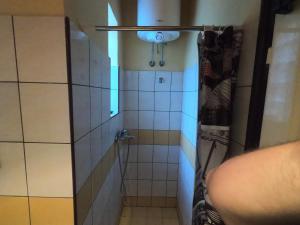 małą łazienkę z prysznicem i umywalką w obiekcie Aprtman Sonja 2 w Belgradzie