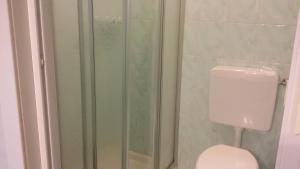 a bathroom with a shower with a toilet and a glass door at Albergo Ristorante Pace in Bognanco +43 photos